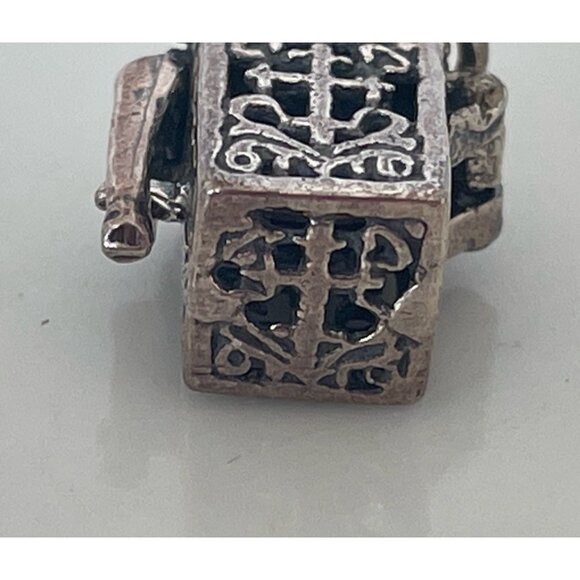 Vintage Sterling Silver Prayer Box Charm Pendant Cross Christian - Picture 8 of 8